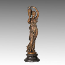 Female Classical Figure Small Bronze Sculpture Girl Decoration Brass Statue TPE-911